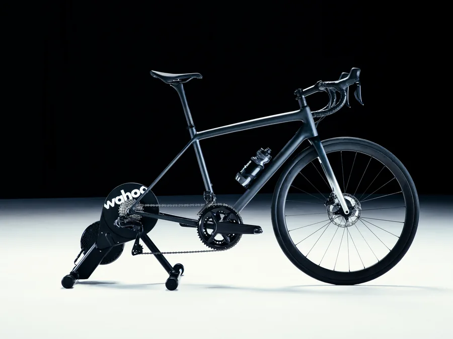 Road bike mounted on a KICKR CORE