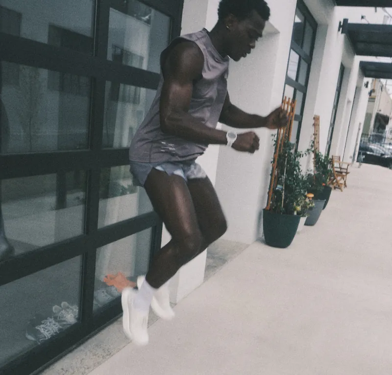 Athlete doing a bodyweight strength session