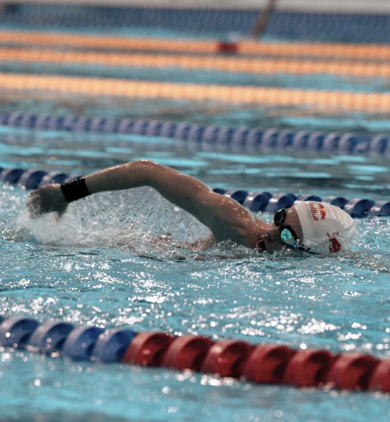 Swimmer training in a pool