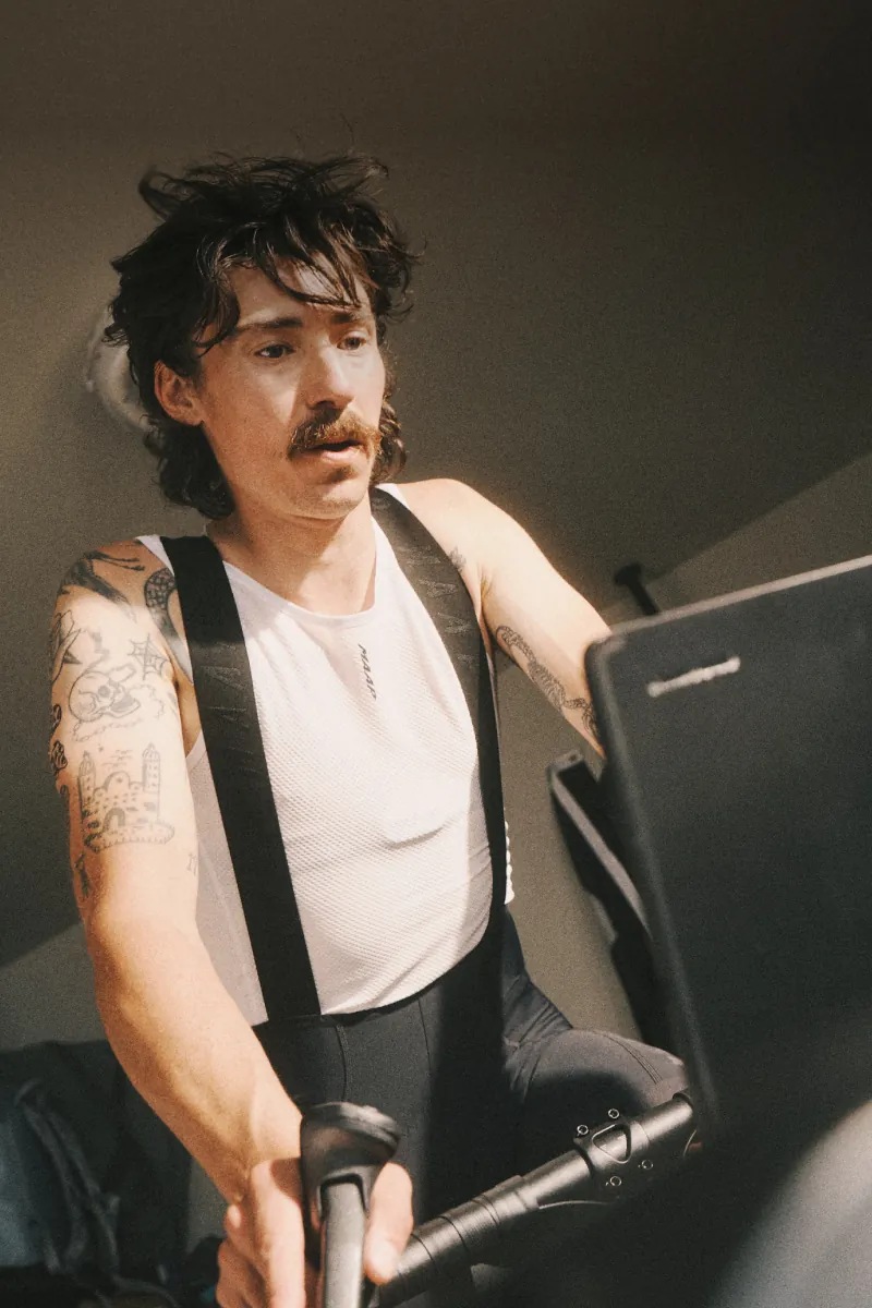 Athlete recovering on an indoor trainer
