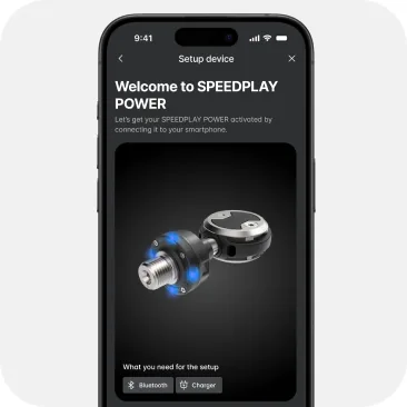 Smartphone displaying the Wahoo Fitness app setup process for Speedplay Power