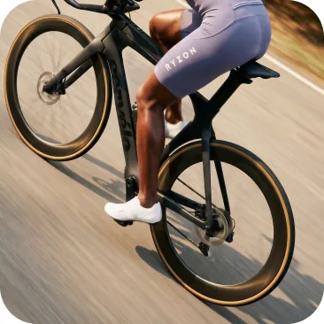 Cyclist generating maximum watts, emphasizing total power output